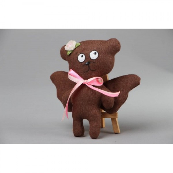 Soft handmade interior decorative holofiber fabric toy for present "Angel bear"