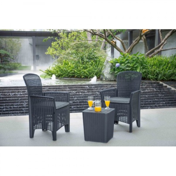 Outdoor 3-Piece Plastic Rattan Dining Set