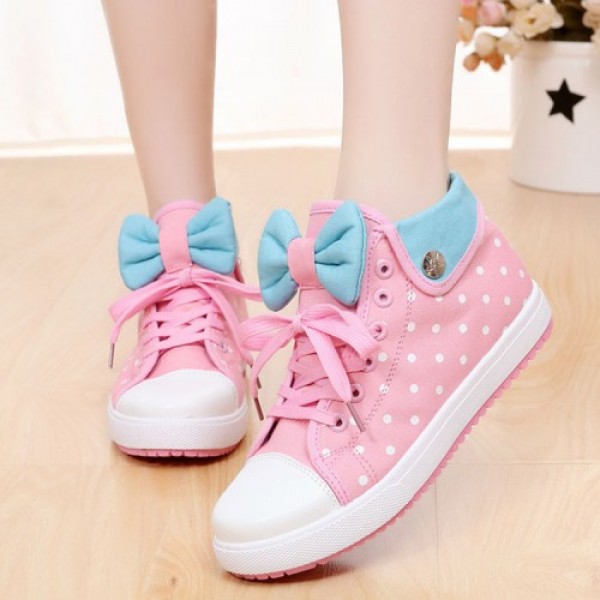 Sweet dot bow canvas shoes